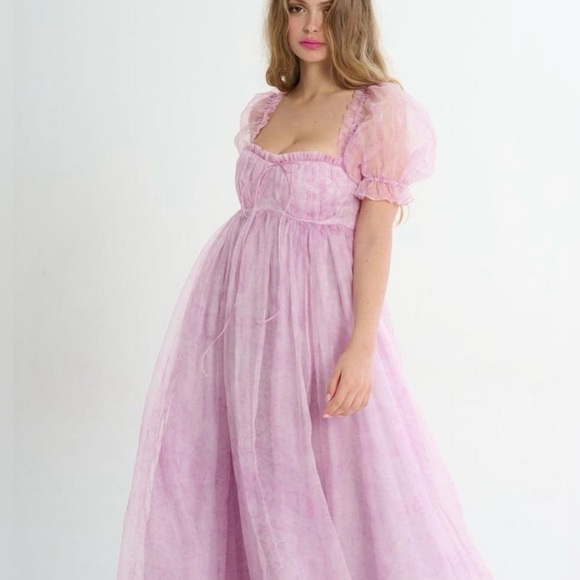 The Pink Porcelain Silk Gauze Seashell Gown by Selkie Collections - Picture 1 of 5
